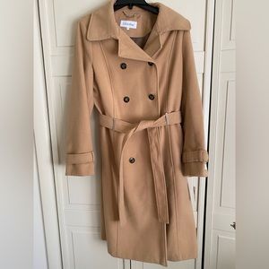 NWT!! Calvin Klein Belted Camel Trench Coat Size 14